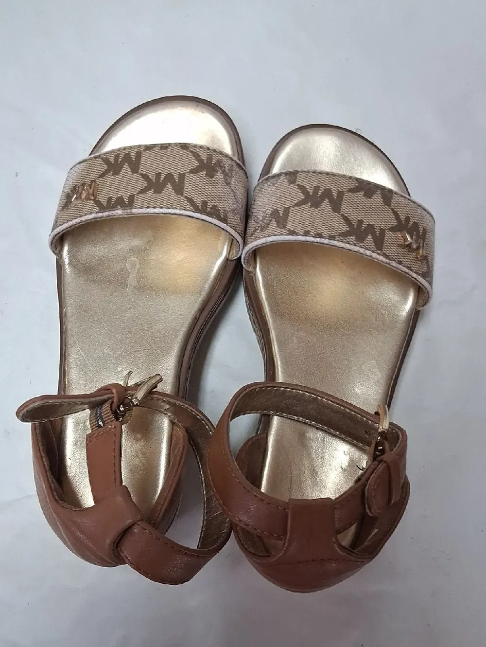 Michael Kors Brown/Tan Platform Ankle-Strap Sandals Size 12 Toddler Girl